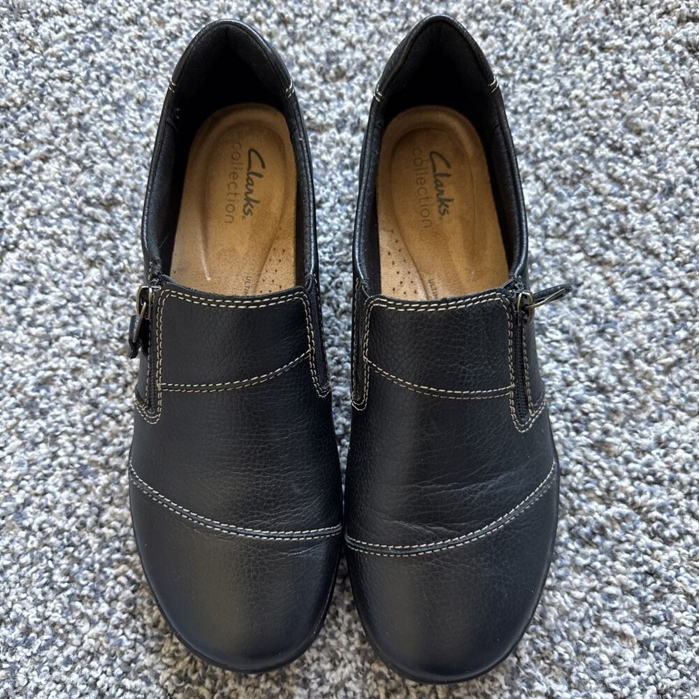 Clarks‎ Women's Cora Harbor Zip Slip On Sneakers Loafer Black Size 8 Comfort